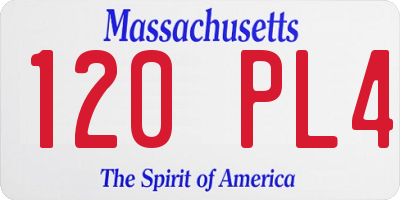 MA license plate 120PL4