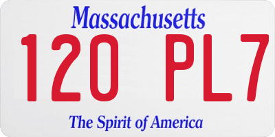 MA license plate 120PL7