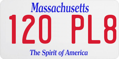MA license plate 120PL8