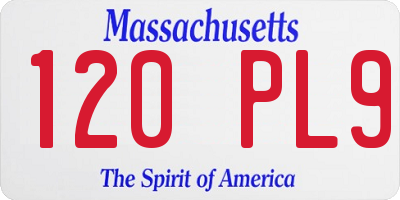 MA license plate 120PL9