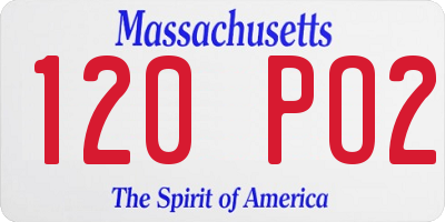 MA license plate 120PO2