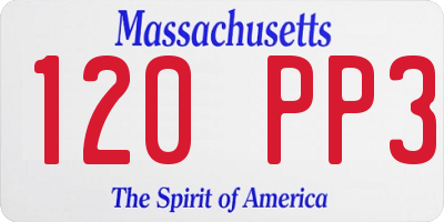 MA license plate 120PP3