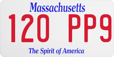 MA license plate 120PP9