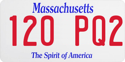 MA license plate 120PQ2