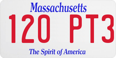MA license plate 120PT3