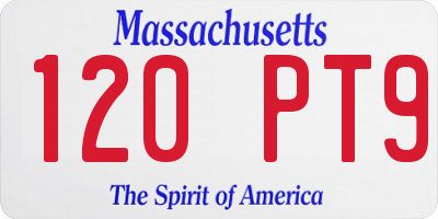 MA license plate 120PT9