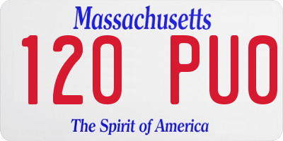 MA license plate 120PU0