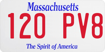 MA license plate 120PV8