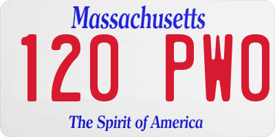 MA license plate 120PW0
