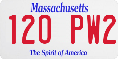 MA license plate 120PW2