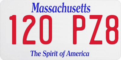 MA license plate 120PZ8