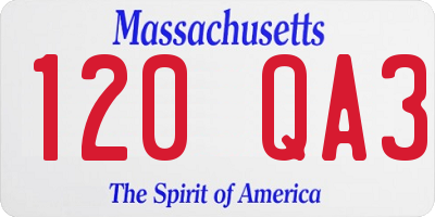 MA license plate 120QA3