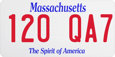 MA license plate 120QA7