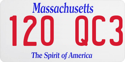 MA license plate 120QC3