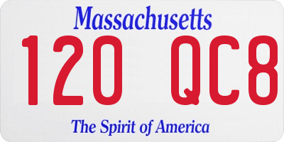 MA license plate 120QC8
