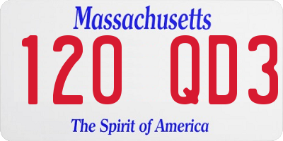 MA license plate 120QD3