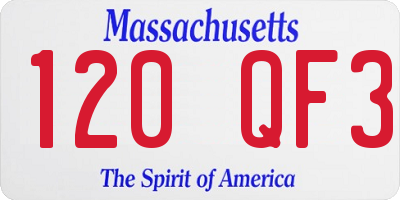 MA license plate 120QF3