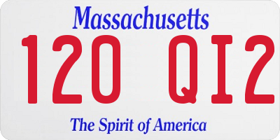MA license plate 120QI2