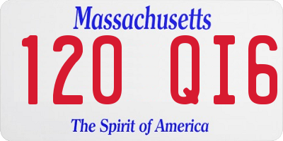 MA license plate 120QI6