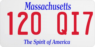 MA license plate 120QI7