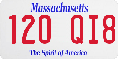 MA license plate 120QI8