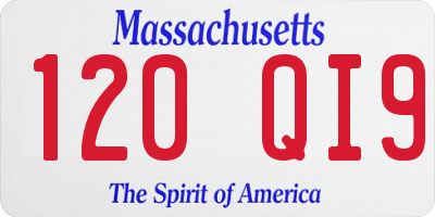 MA license plate 120QI9