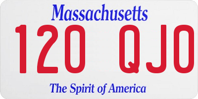 MA license plate 120QJ0