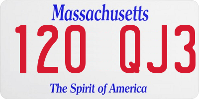 MA license plate 120QJ3