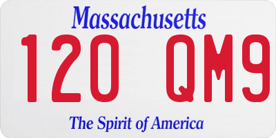 MA license plate 120QM9