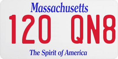 MA license plate 120QN8