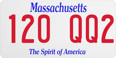 MA license plate 120QQ2