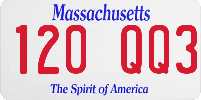 MA license plate 120QQ3