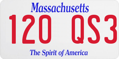 MA license plate 120QS3