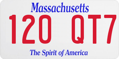 MA license plate 120QT7