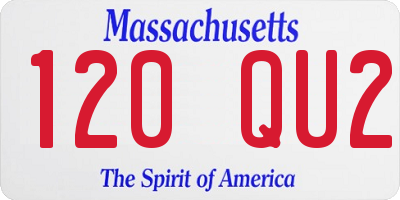 MA license plate 120QU2