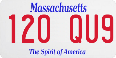 MA license plate 120QU9