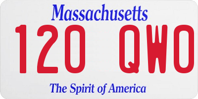 MA license plate 120QW0