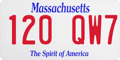 MA license plate 120QW7