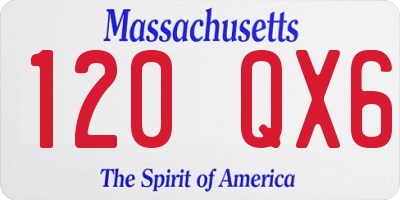 MA license plate 120QX6