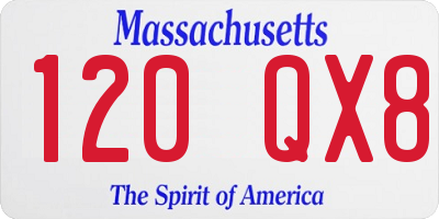 MA license plate 120QX8