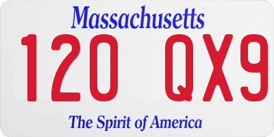 MA license plate 120QX9