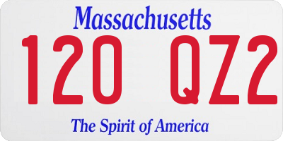 MA license plate 120QZ2