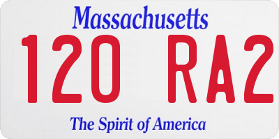 MA license plate 120RA2