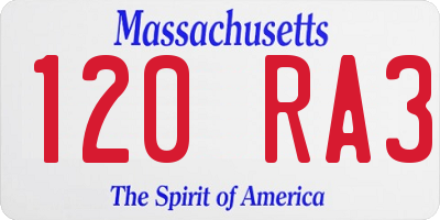 MA license plate 120RA3
