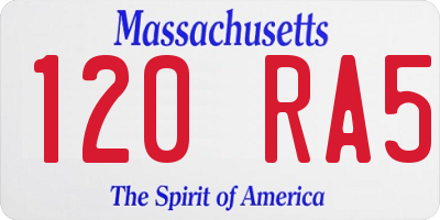 MA license plate 120RA5
