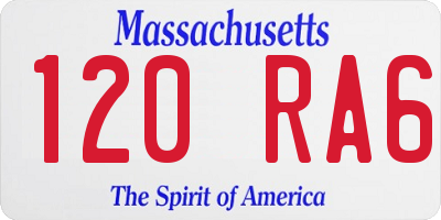 MA license plate 120RA6