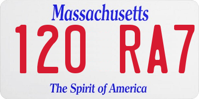 MA license plate 120RA7