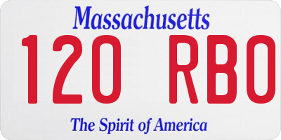 MA license plate 120RB0