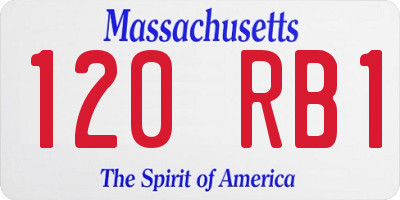 MA license plate 120RB1