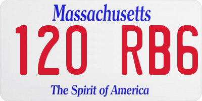 MA license plate 120RB6